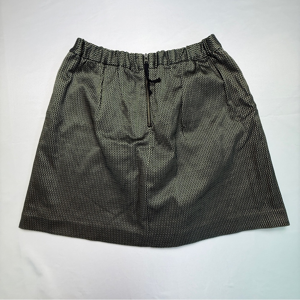 MADEWELL Black & Gold Metallic Jacquard Sirt Full A-Line Shimmer Mini XS - Picture 5 of 8